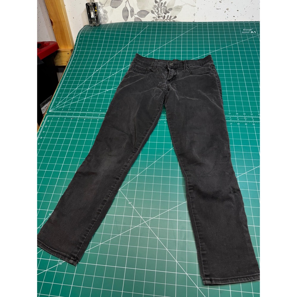 Express Jeans Womens 4 Charcoal Black Denim Mid Rise Slim Straight Leg Pants